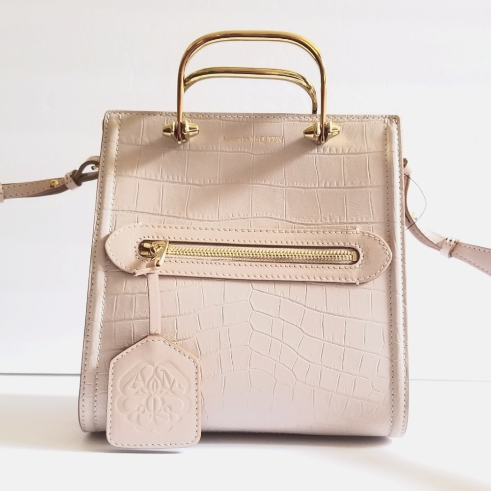 Alexander McQueen The Short Story Croc-Embossed Leather Crossbody Bag Pa…